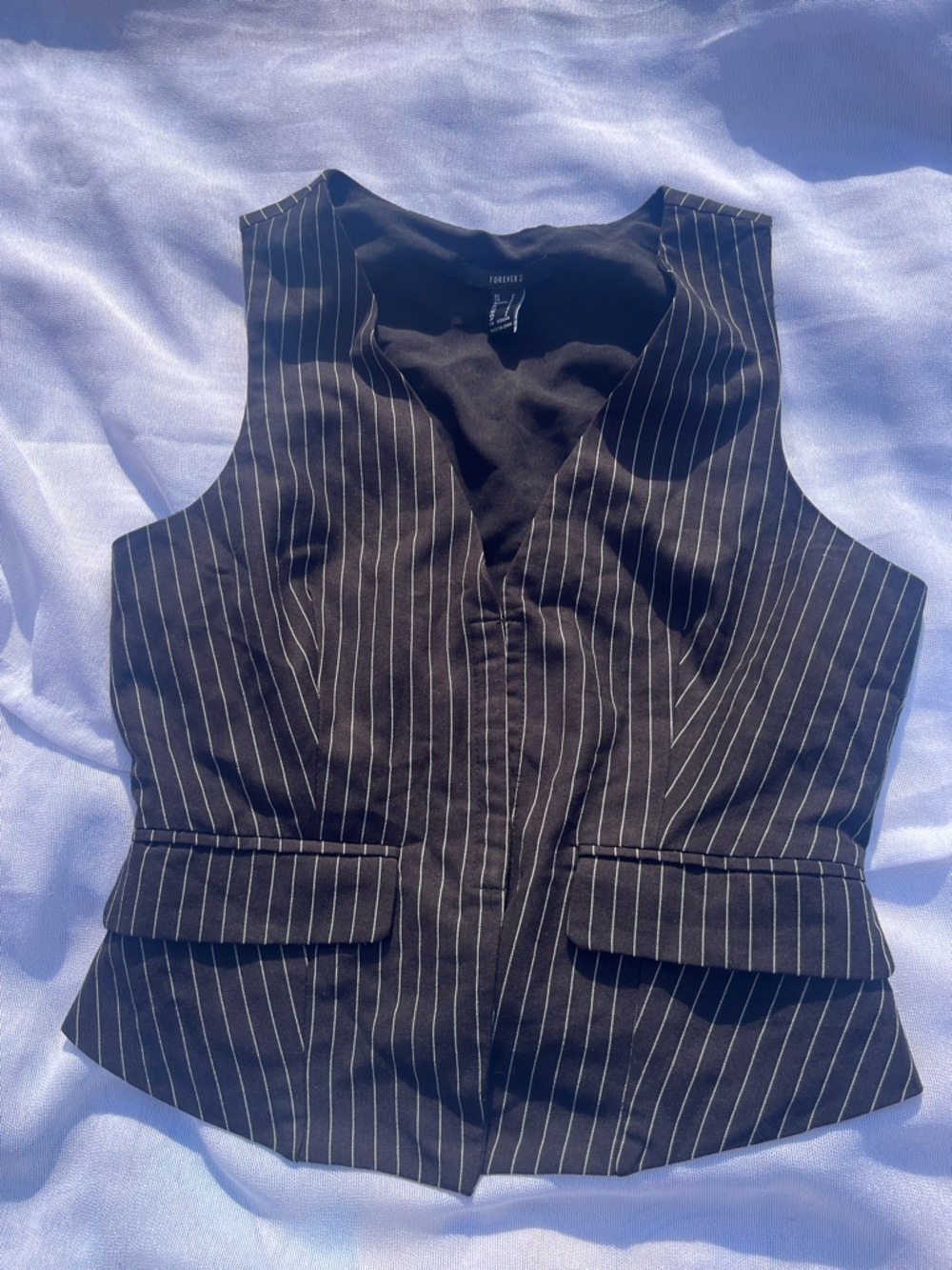 Forever 21 Black Pinstripe Vest